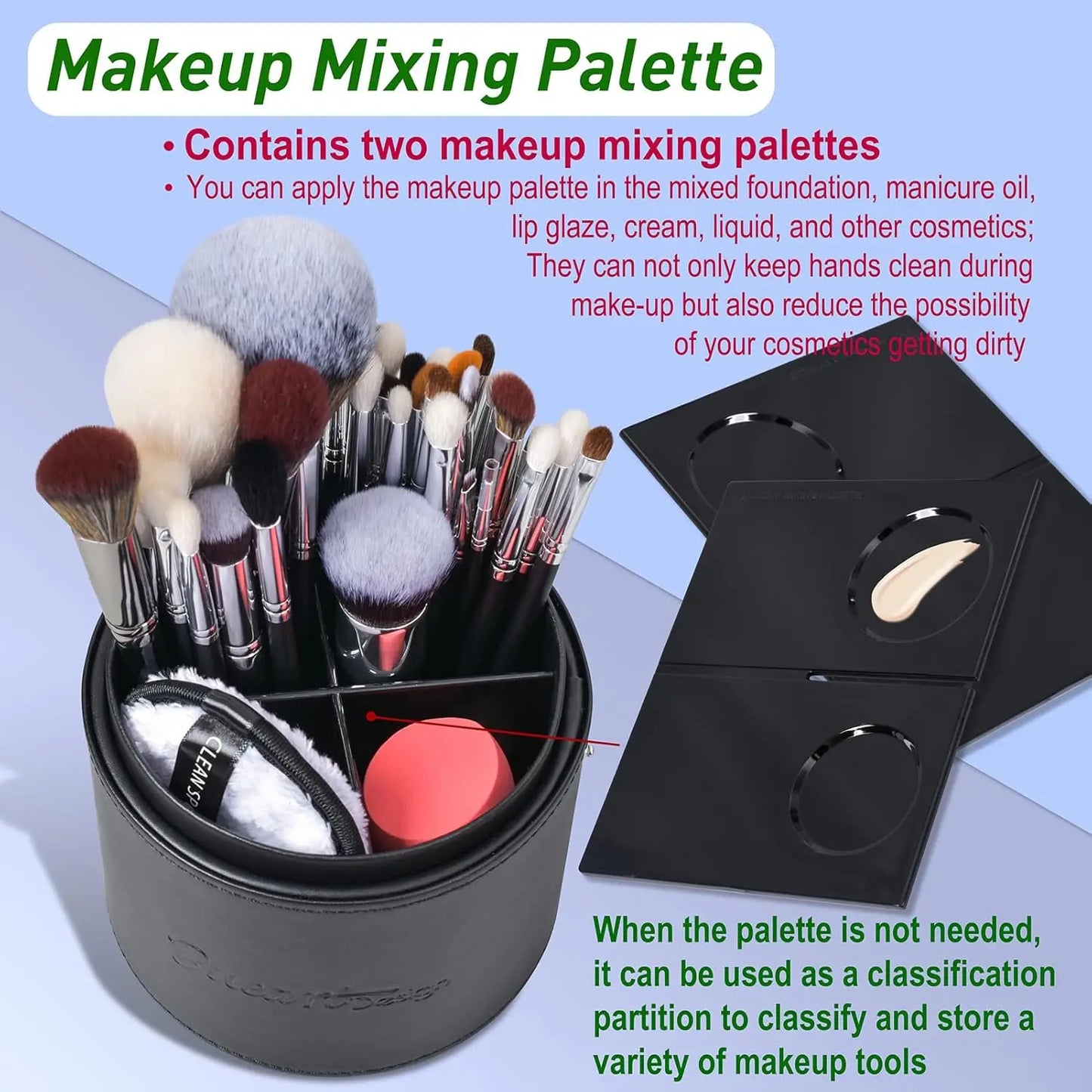 Deluxe 34 Piece Goat Hair Makeup Brush Set With Holder