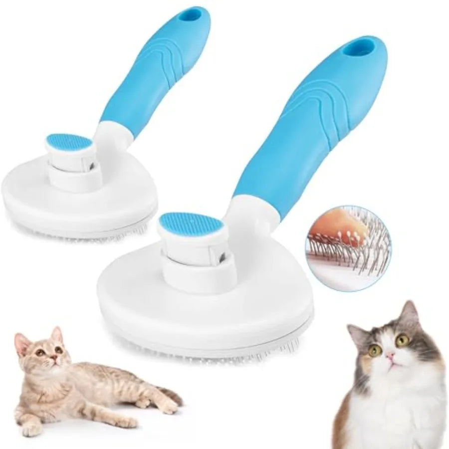 Self Cleaning Slicker Brush - Cat Brush Skin-Friendly Deshedding Grooming Massaging Tool for Long and Short Haired Pets, Cat Ha