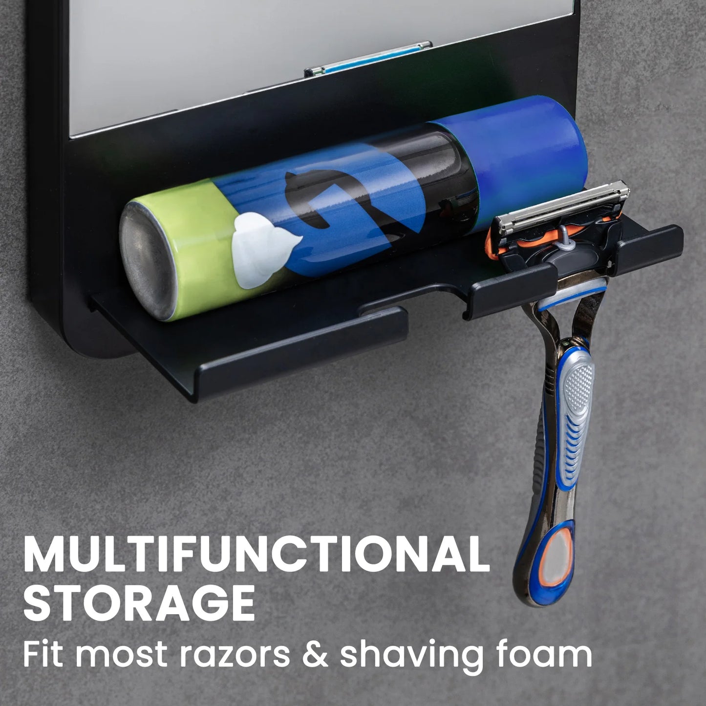 Fogless Shower Mirror With Razor Holder, Suction Mount, Rustproof