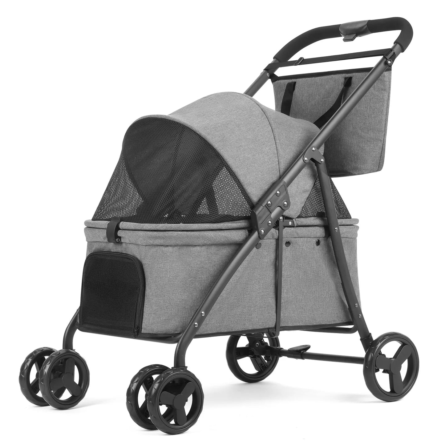 Foldable Dog Stroller Four Wheel Pet Pushchair Travel Carriage