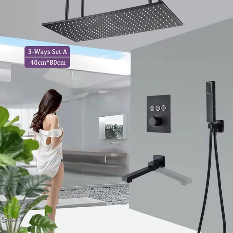 Wanmivezlo LED Brass Shower Head Wall Mounted Rainfall Light