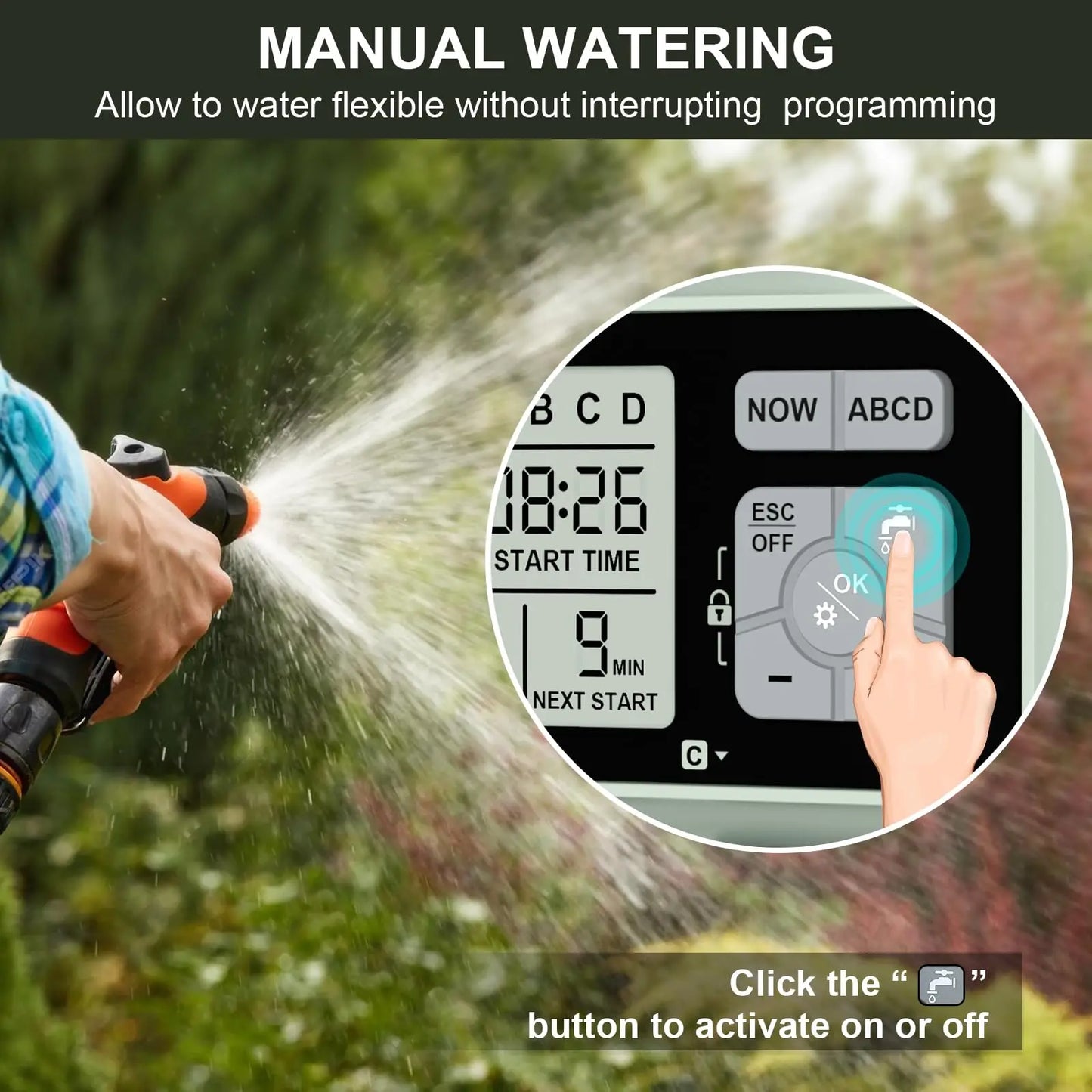 4 Zone Programmable Garden Watering Timer With Rain Delay