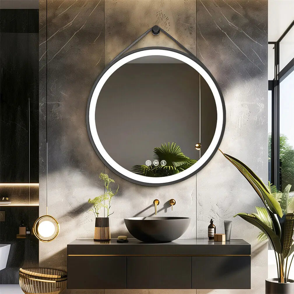 BORWART LED Round Bathroom Mirror Illuminated Anti Fog