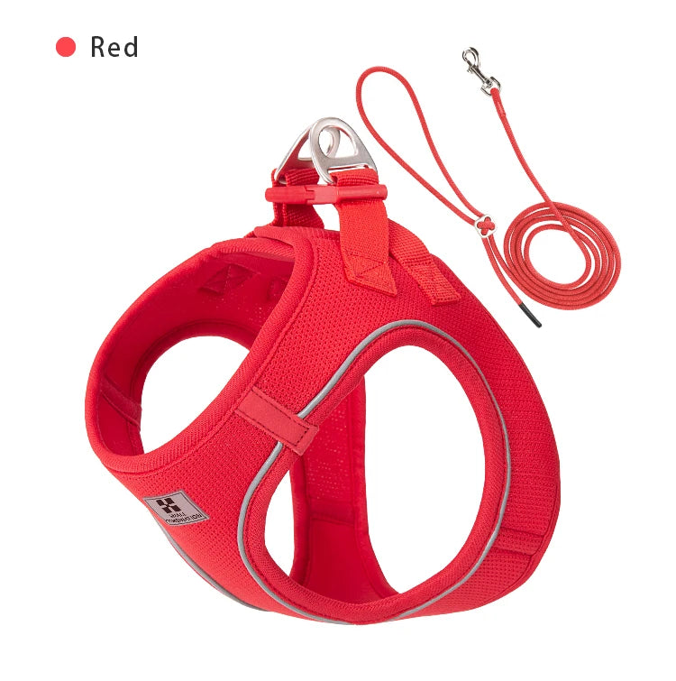 Small Combination Reflective Dog Harness Leash Set Adjustable
