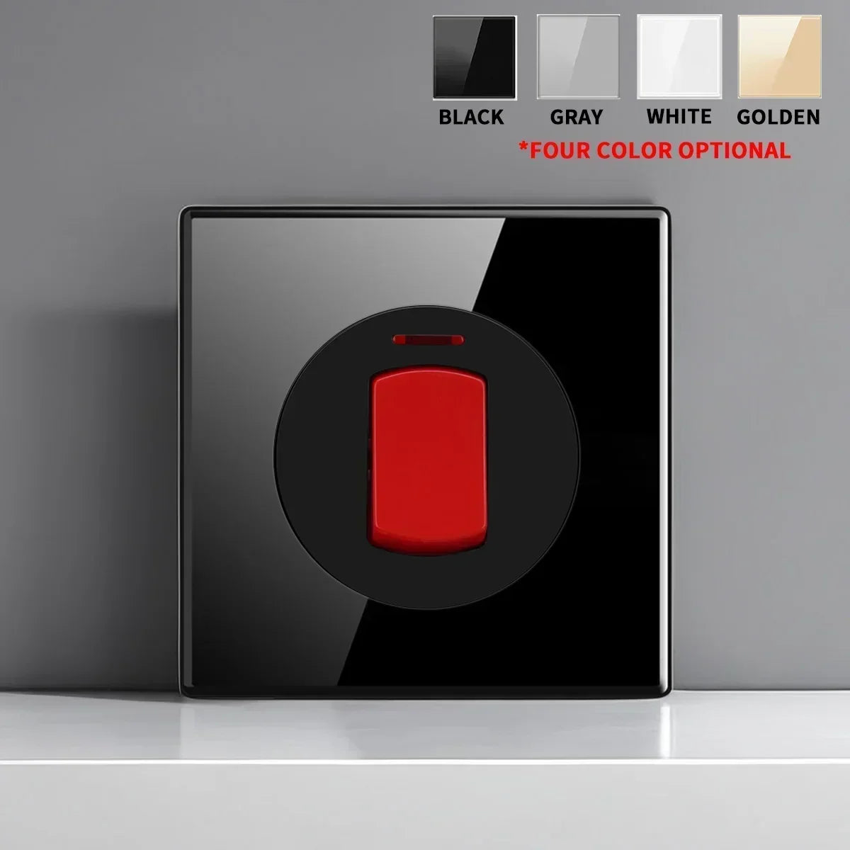 EU UK Crystal Tempered Glass Switch Panel LED Indicator