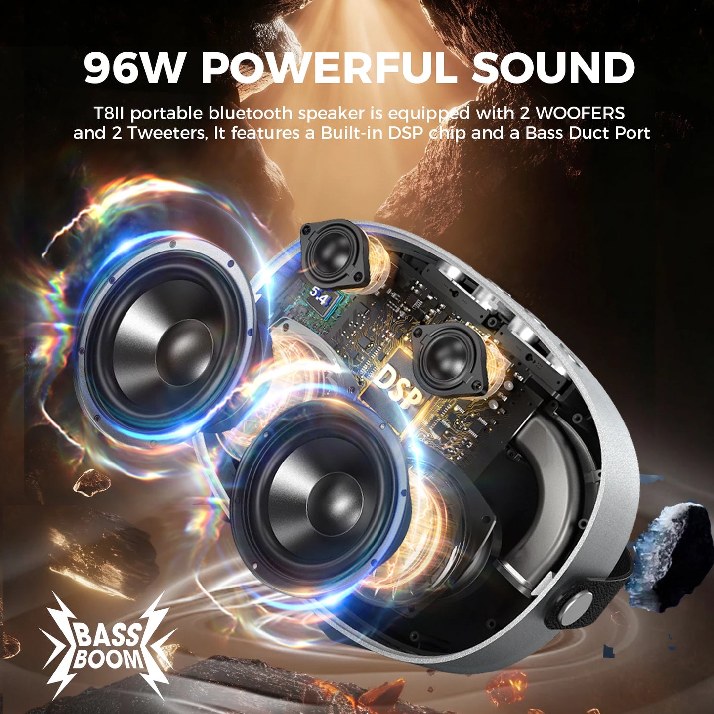 W-King T8II Portable Bluetooth Speaker Boombox Powerful Bass