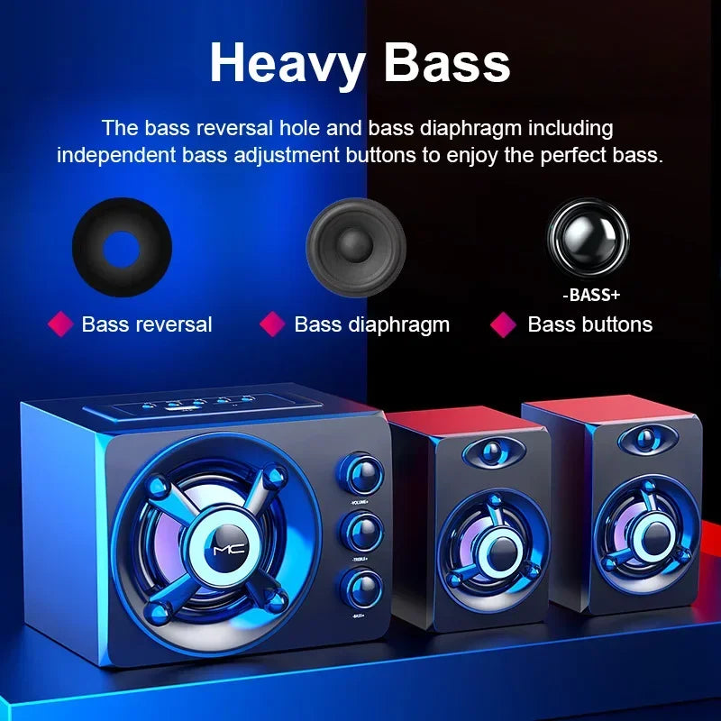 HiFi 3D Bluetooth Stereo Soundbar With LED Lights And USB AUX