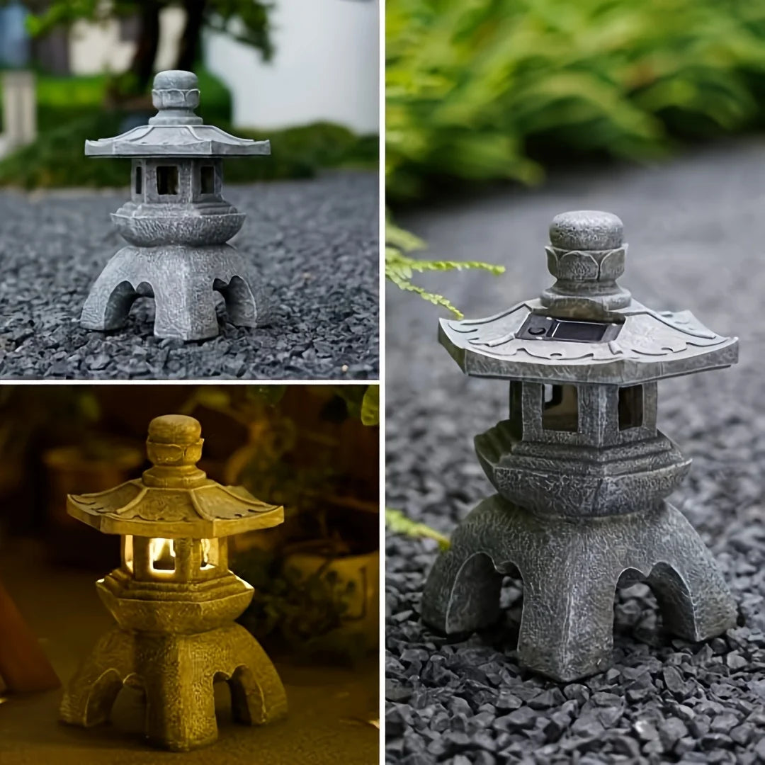 Solar Pagoda Lantern Garden Statue For Indoor Outdoor Decor