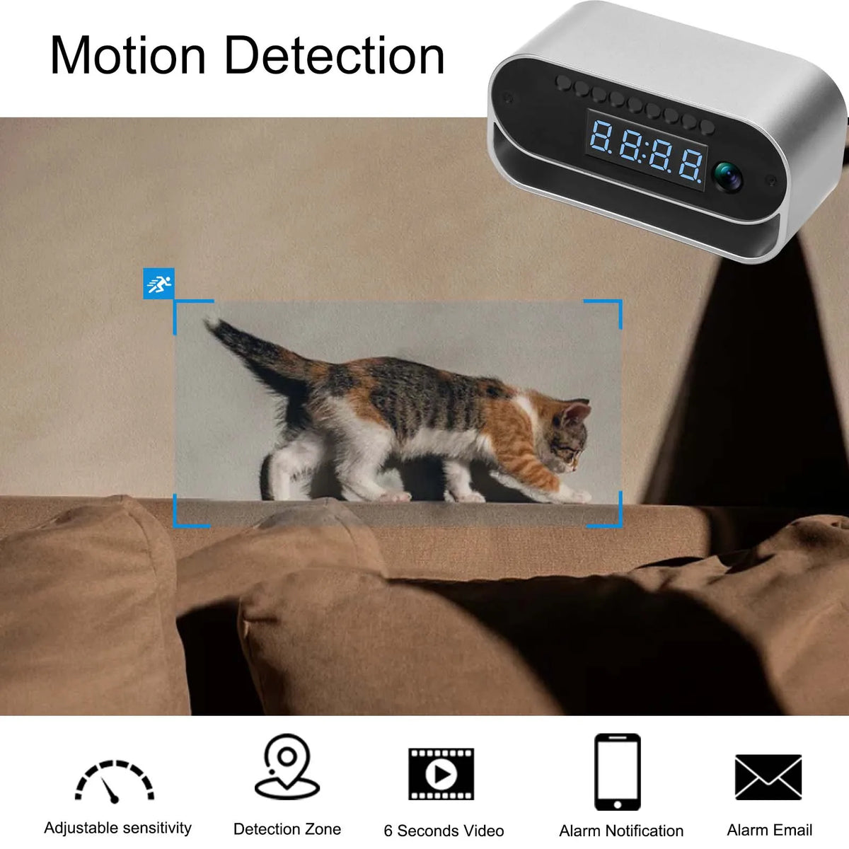 Ouvis 4K Wireless Surveillance Camera Clock With Motion Detection