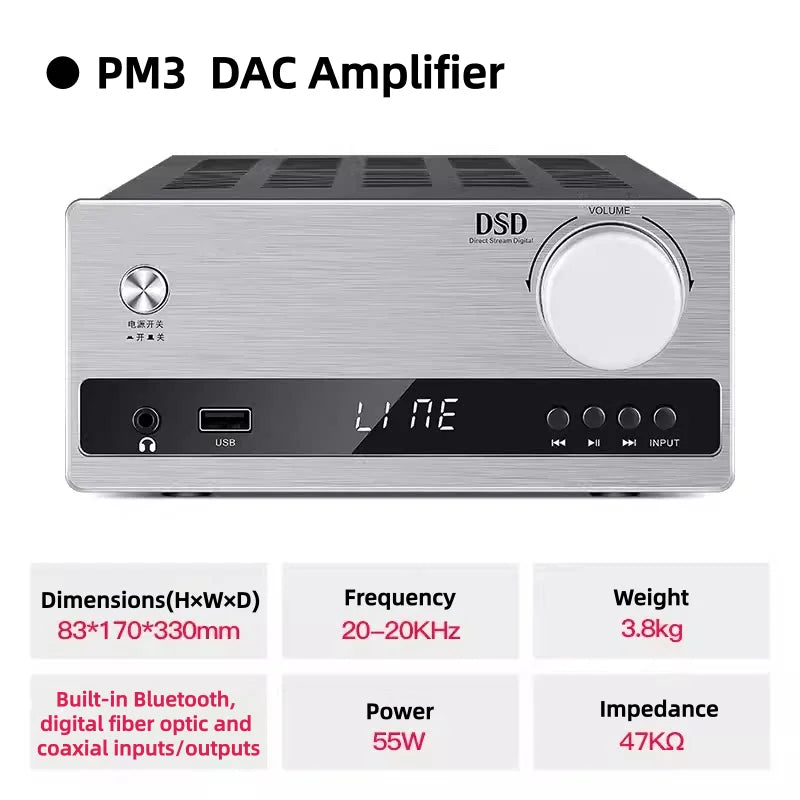 GZWENJIE Integrated Power Amplifier With Bluetooth And USB DAC