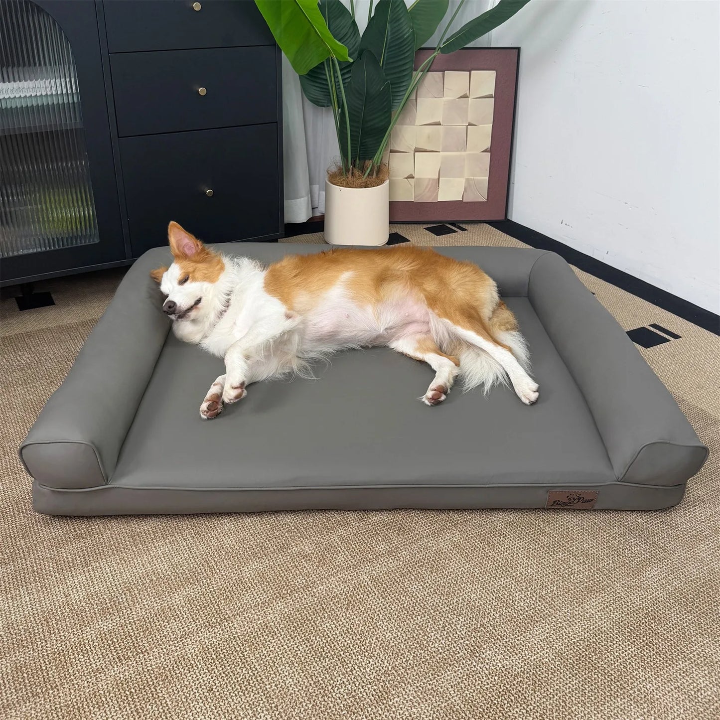 Borwart Extra Large Orthopedic Dog Bed Bolster With Removable Cover