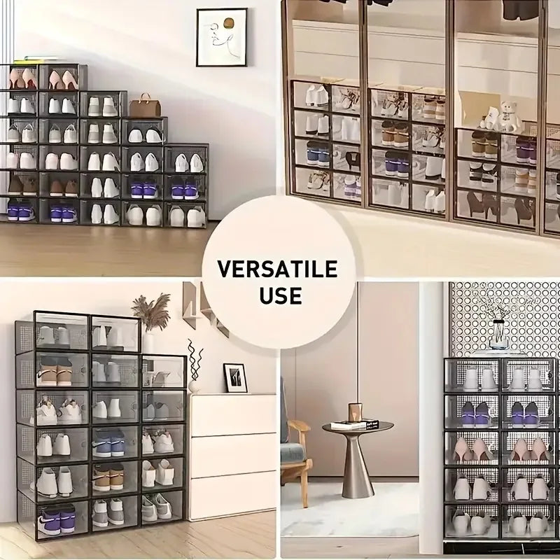 Stackable Plastic Shoe Storage Boxes Dustproof Transparent Display Men Women