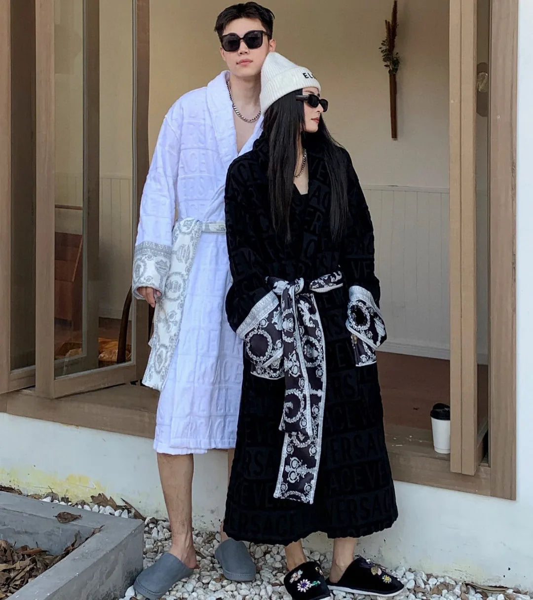 Cotton Luxury Bathrobe Unisex Sleepwear Hotel Style Lounge Robe