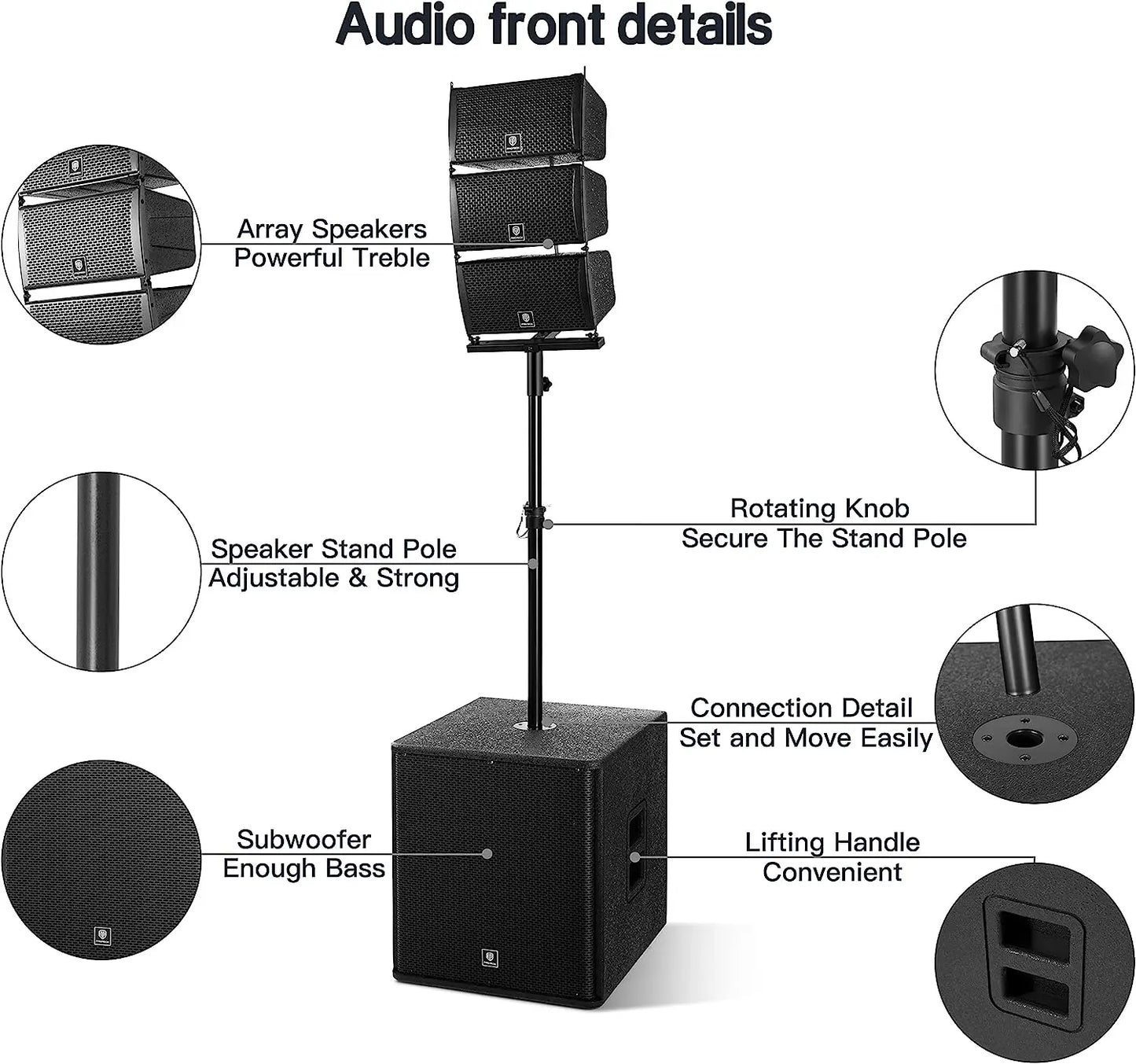 PRORECK 18 Inch 8000W PMPO Bluetooth PA Speaker System With Subwoofers