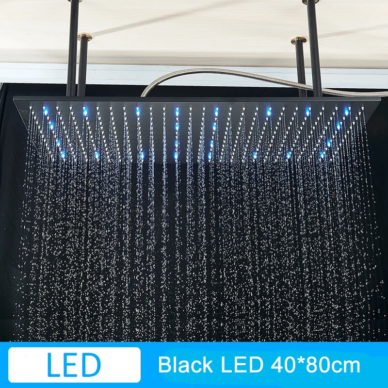 Shinesia LED Rainfall Shower Head Stainless Steel Square Changing Lights