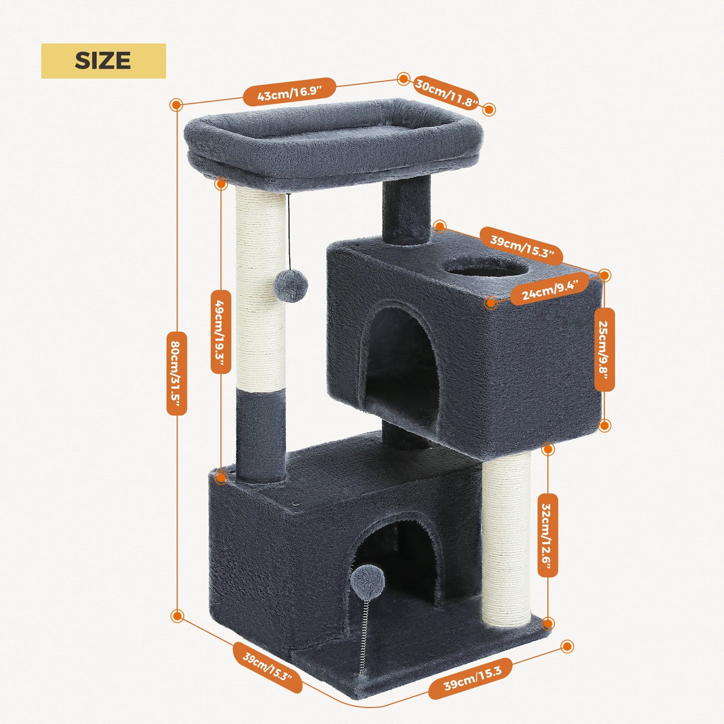 PAWZ Road Large Cat Tree Indoor Multi-Level Tower With Condos
