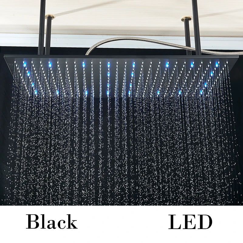 Wanmivezlo LED Brass Shower Head Wall Mounted Rainfall Light