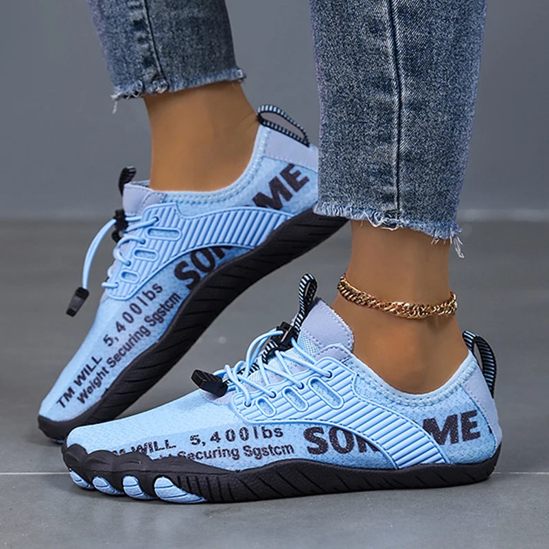 Women Letter Print Barefoot Water Shoes Quick Dry Anti Slip Aqua Socks Lightweight Beach Swim Surf Yoga Walking Outdoor Sneakers