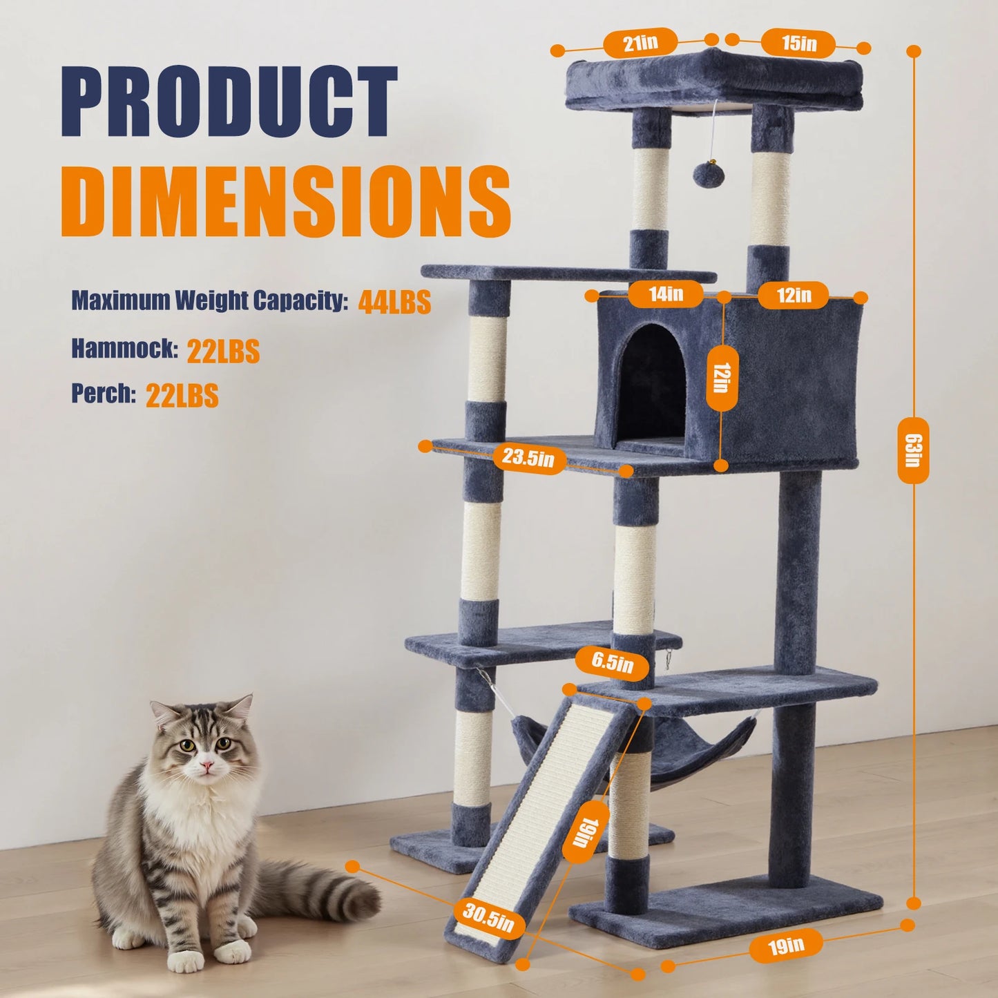 MCQ CN Cat Tree Tower Multi-Level Condo For Indoor Cats
