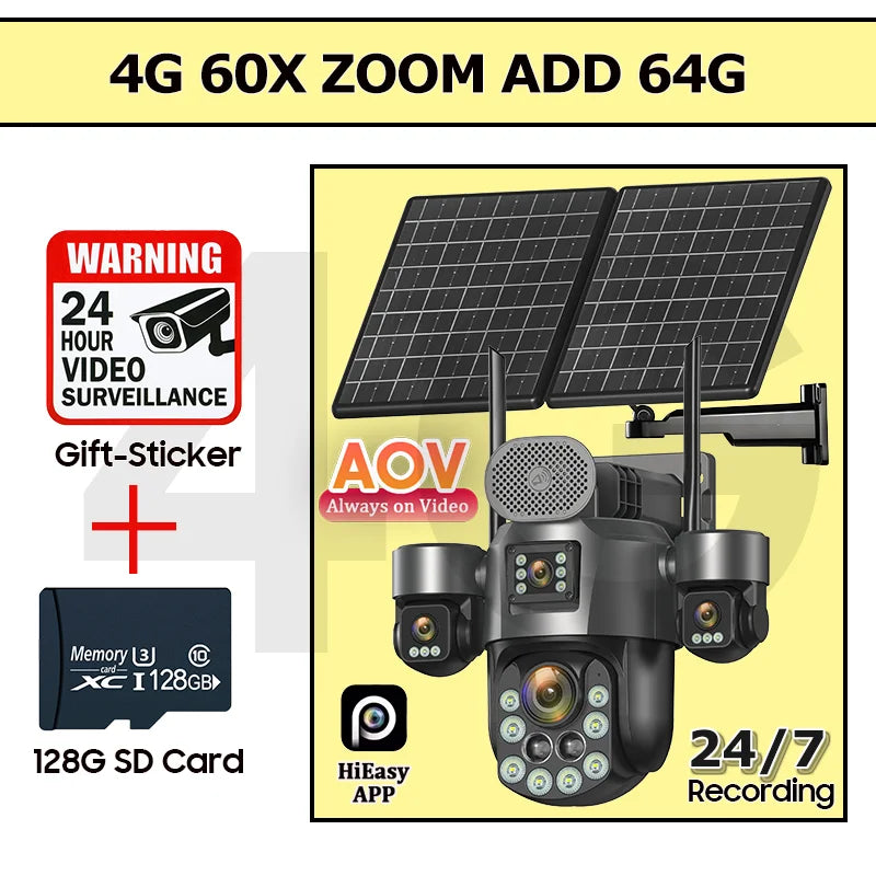 UNENTNGT Solar Camera 20MP 4G Outdoor Surveillance with Auto Tracking
