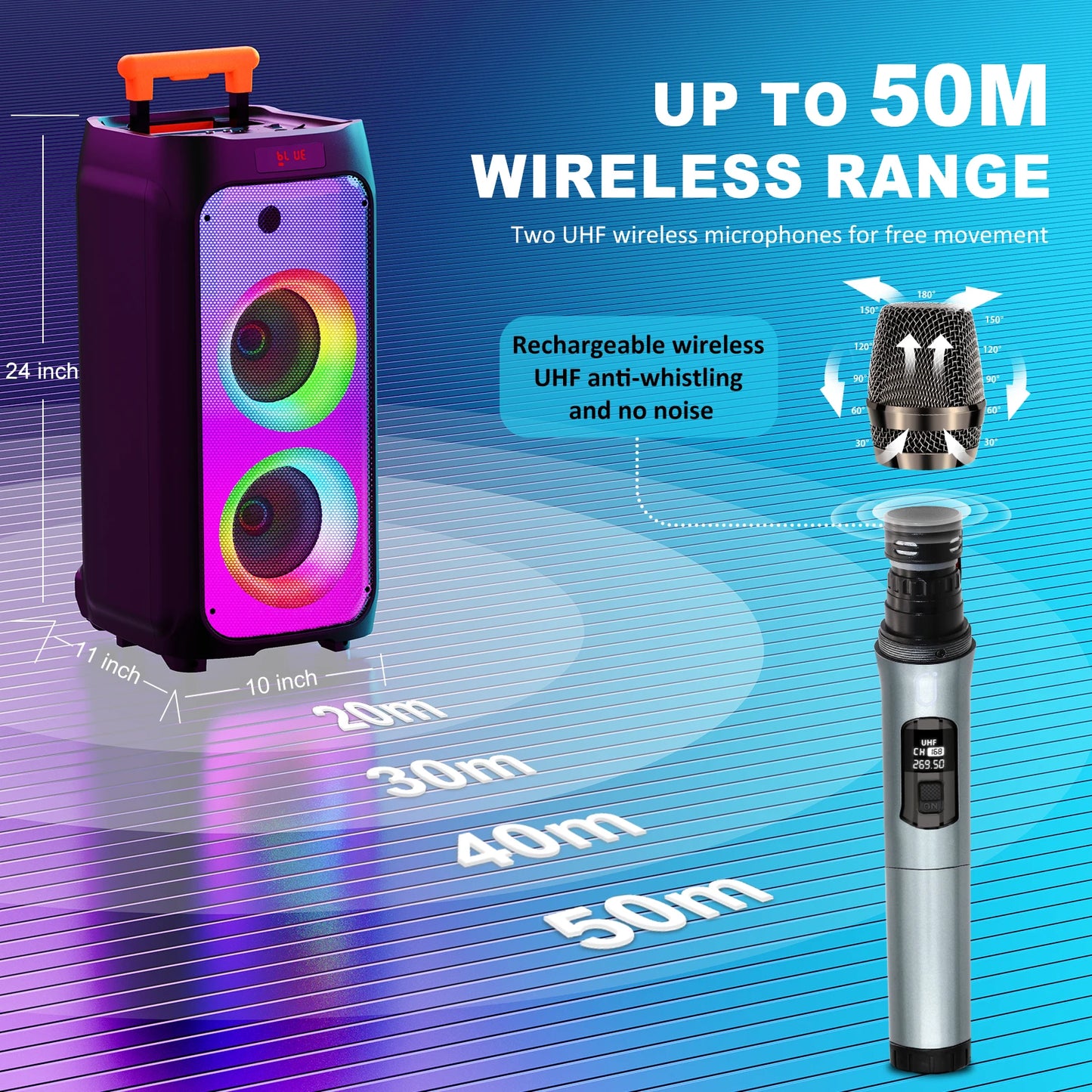 FanFun Large Bluetooth Karaoke Speaker With Wheels