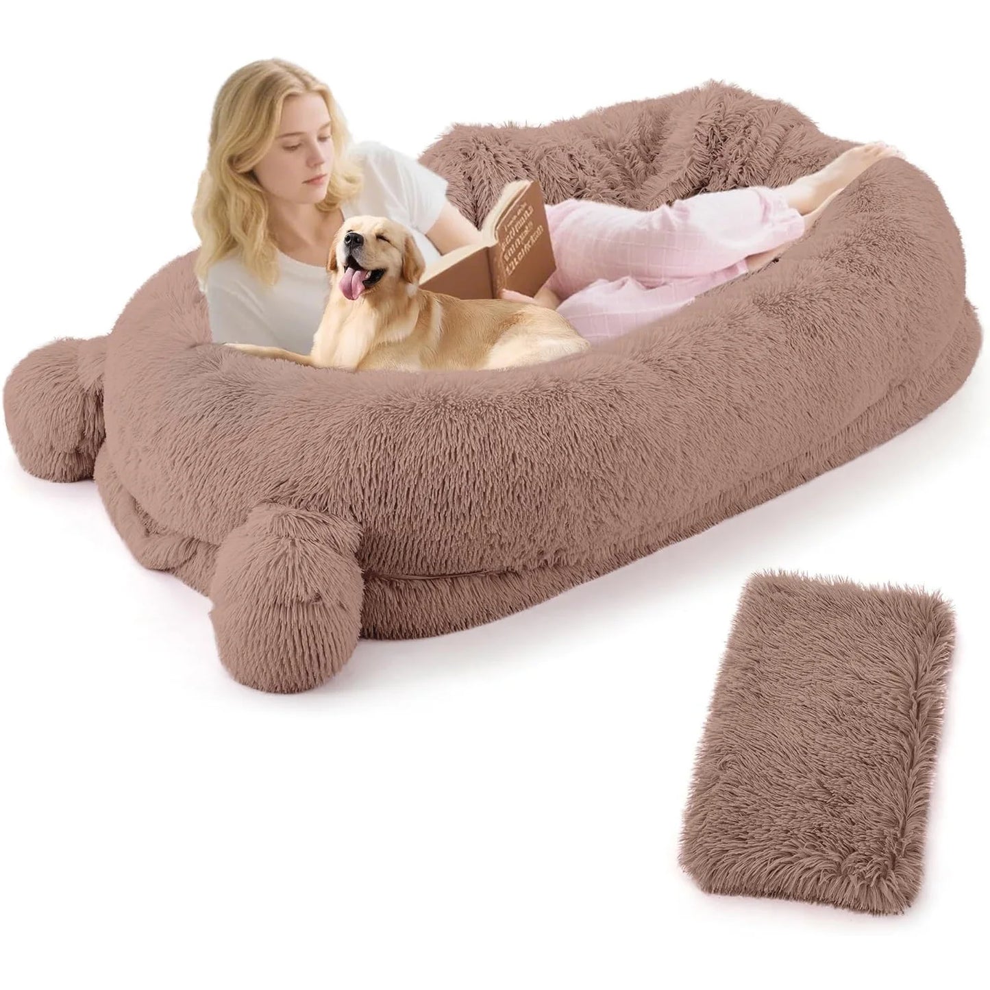 HiMISS Dog Bed For Adults With Removable Cover And Blanket