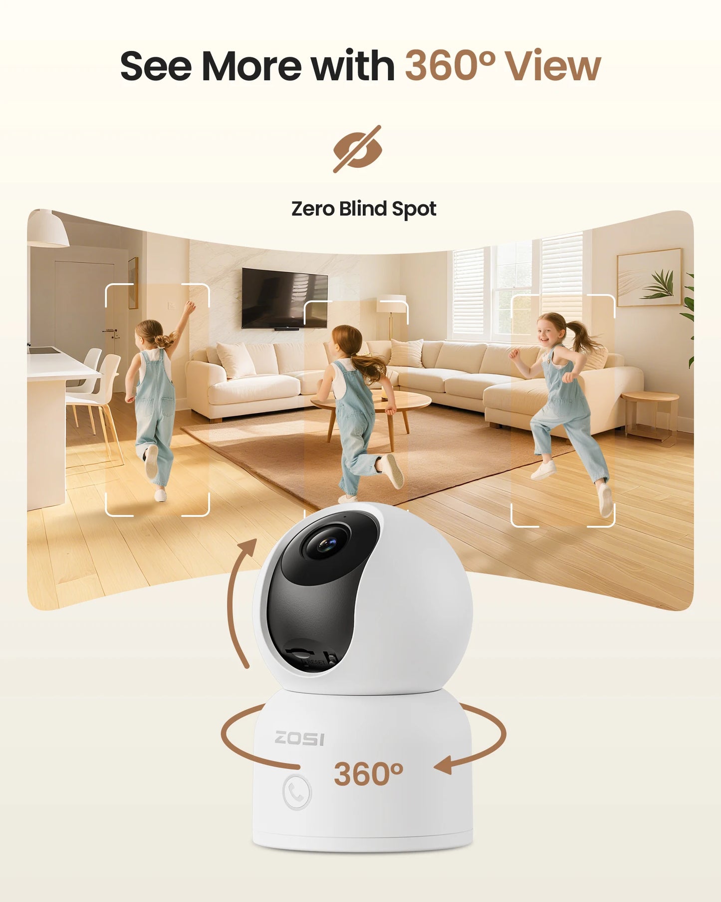 ZOSI Indoor Pan Tilt Smart Security Camera C518 2MP WiFi