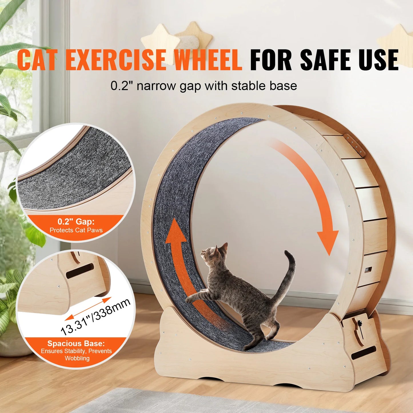 SucceBuy Wooden Cat Exercise Wheel For Indoor Cats