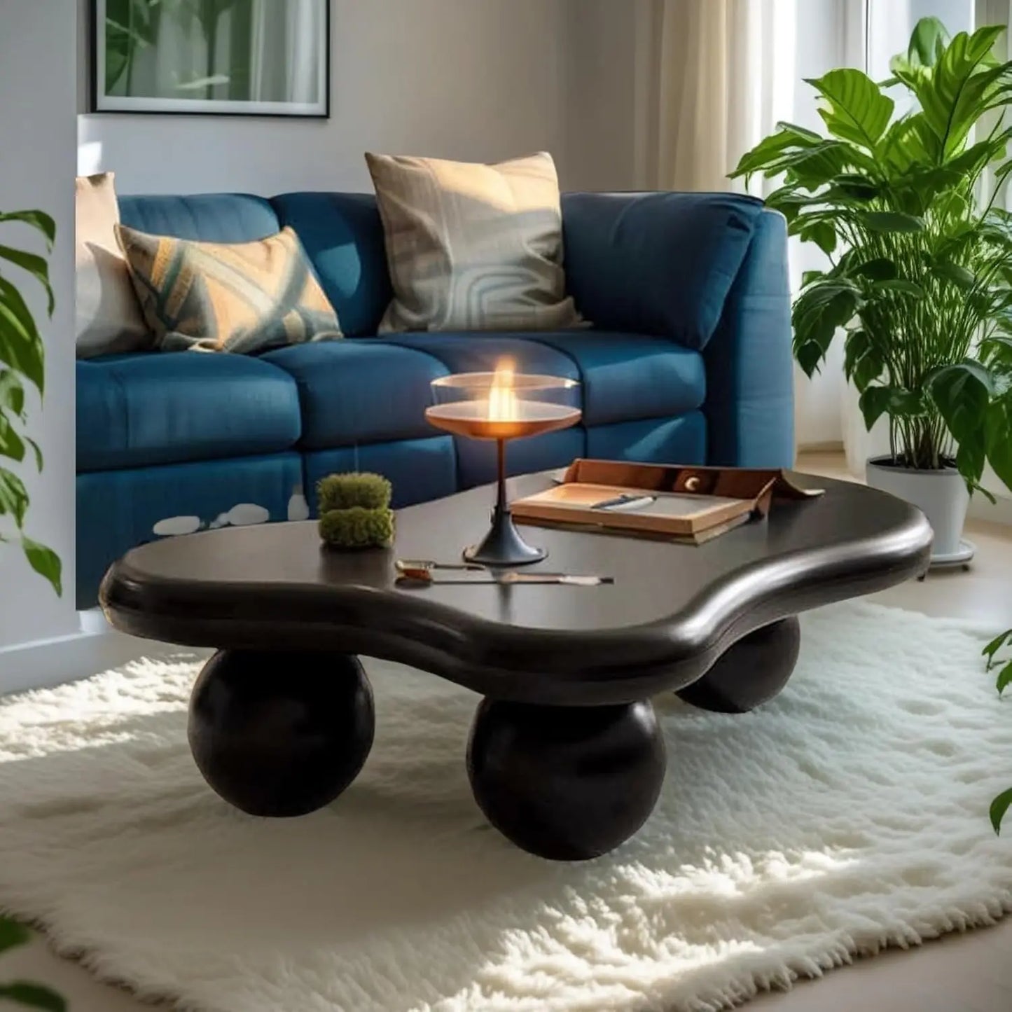 ZHUXIANG Cloud Oval Coffee Table Mid Century Modern Industrial