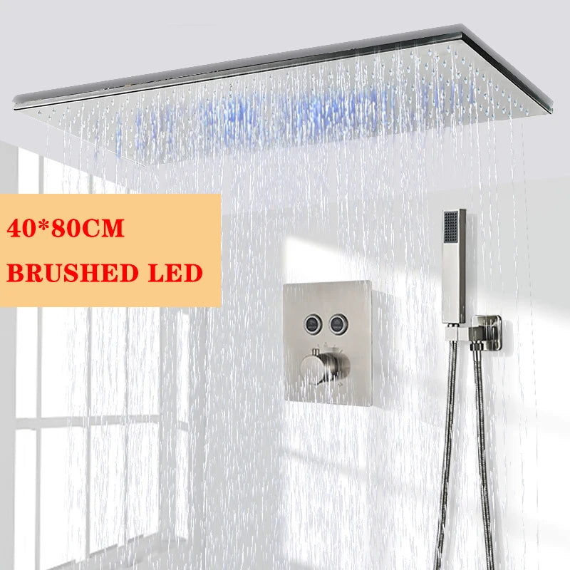 Wanmivezlo LED Brass Shower Head Wall Mounted Rainfall Light