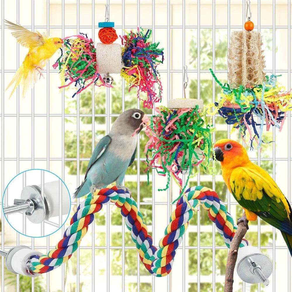 Bird Chew Toys For Parrots Foraging Paper Balls Cage Hanging
