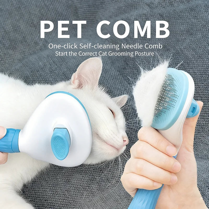 One Button Self Cleaning Slicker Brush For Dog And Cat Grooming
