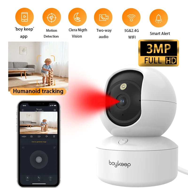 BoyKeep 2K Pet Camera With Night Vision And Motion Detection