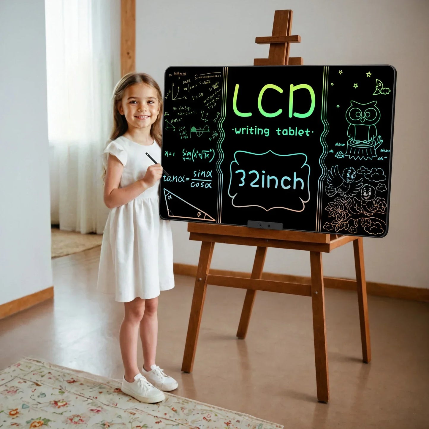 32 Inch/20 Inch Rechargeable LCD Writing Tablet, Huge Size Drawing Tablet Doodle Board with Eye-Care Colorful Screen For Kid Toy
