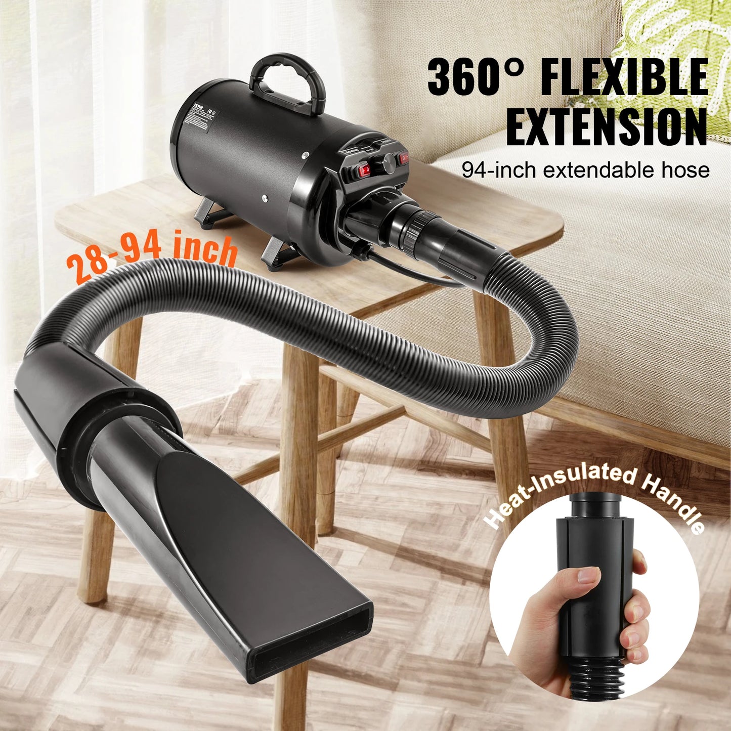 SucceBuy Dog Blow Dryer With Temperature Control And 4 Nozzles