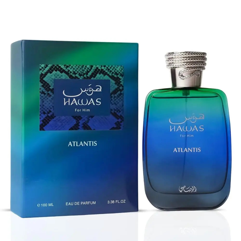 Hawas London & Atlantis For Men Eau De Parfum Combo Set, 100ml Fresh Aquatic Woody Men Cologne Kit, Long Lasting City Inspired Masculine Fragrance Luxury Gift Pack For Him