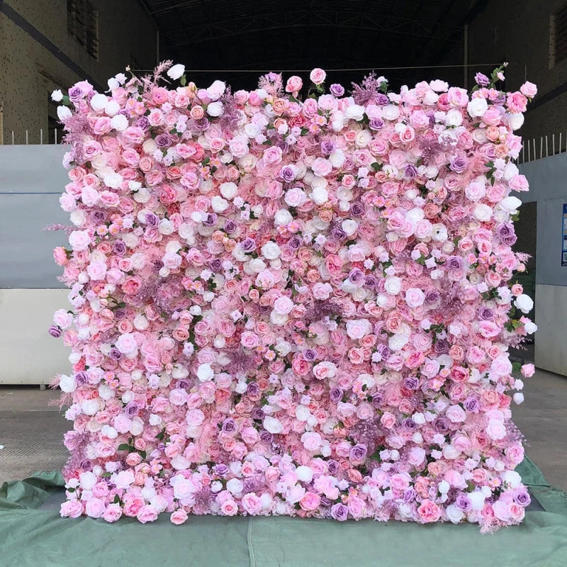 Gradient Rose Cloth Curtain Backdrop for Outdoor Wedding Decor