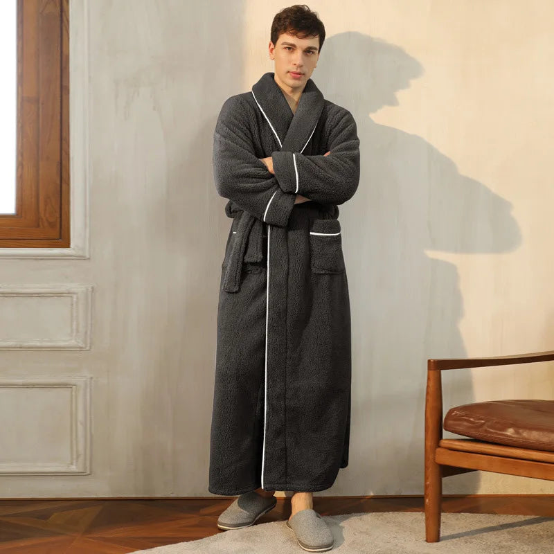 Gypsophila Winter Warm Long Flannel Bathrobe for Adults Unisex