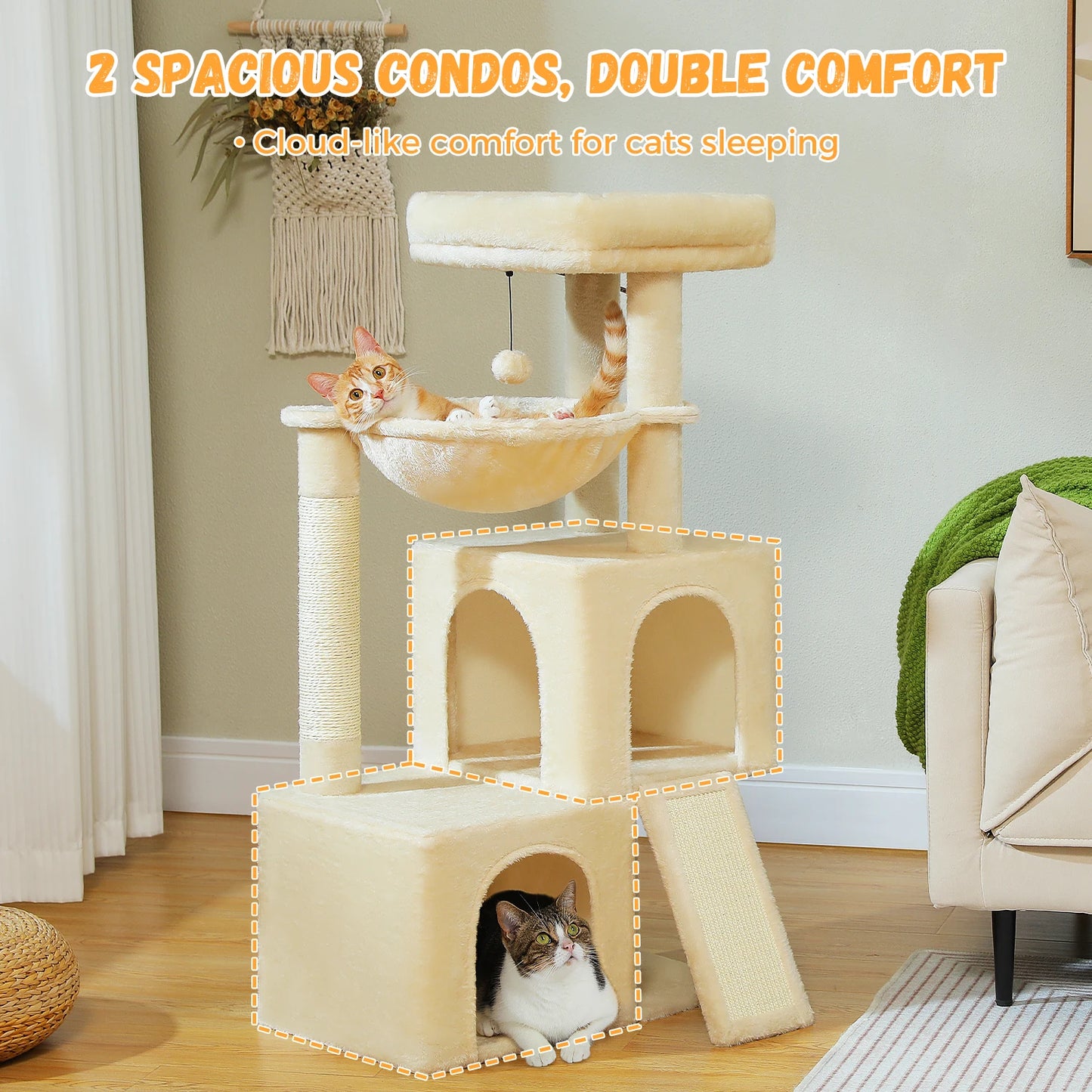 PAWZ Road Large Cat Tree Indoor Multi-Level Tower With Condos