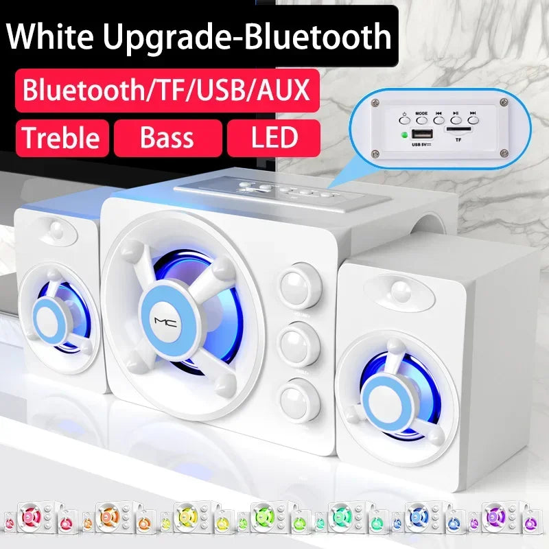 HiFi 3D Bluetooth Stereo Soundbar With LED Lights And USB AUX