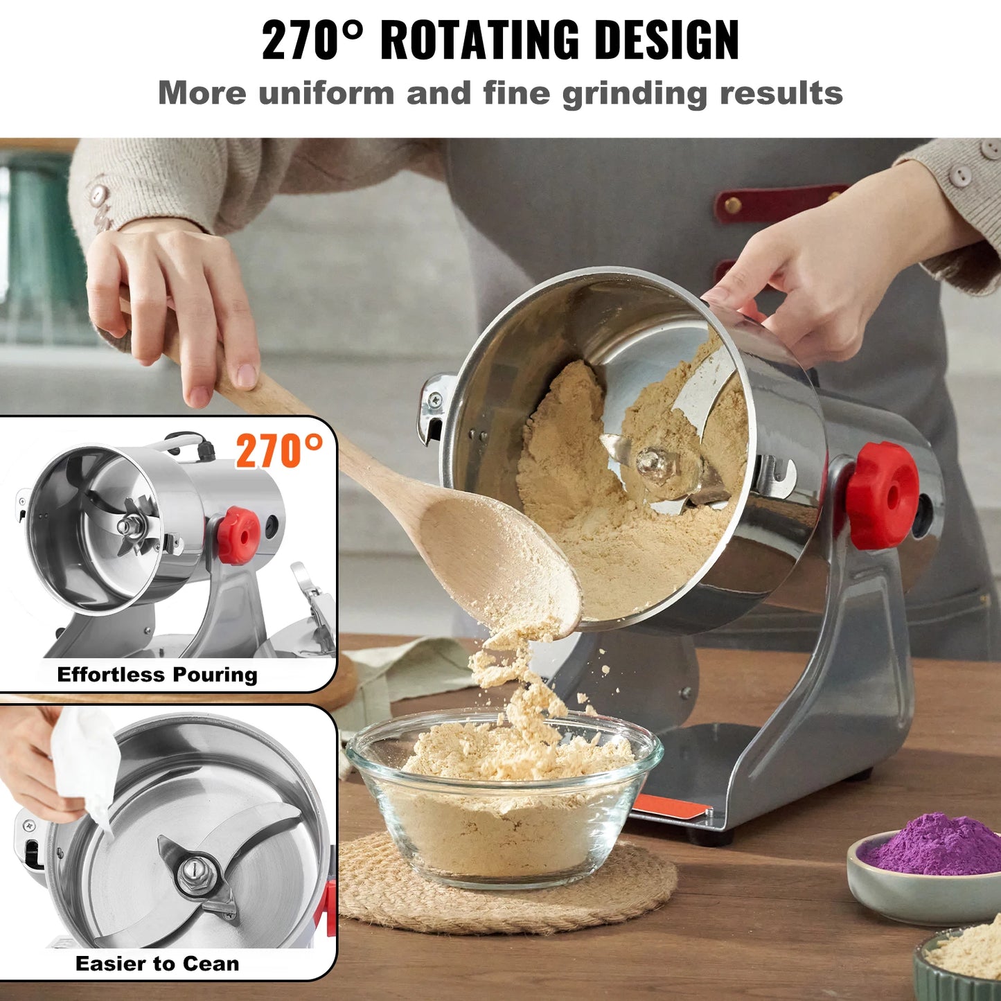 SucceBuy Electric Grain Mill Grinder 150-2500g For Dry Herbs Spices