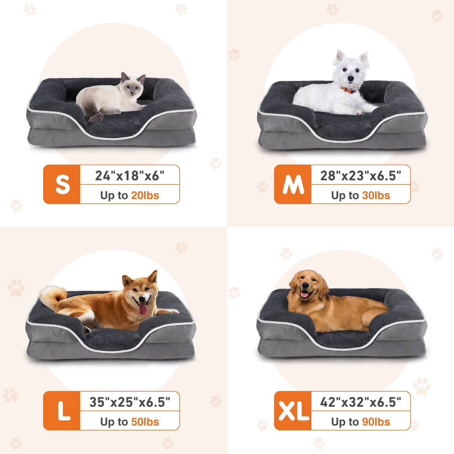 JHK Orthopedic Memory Foam Dog Bed for Dogs and Cats