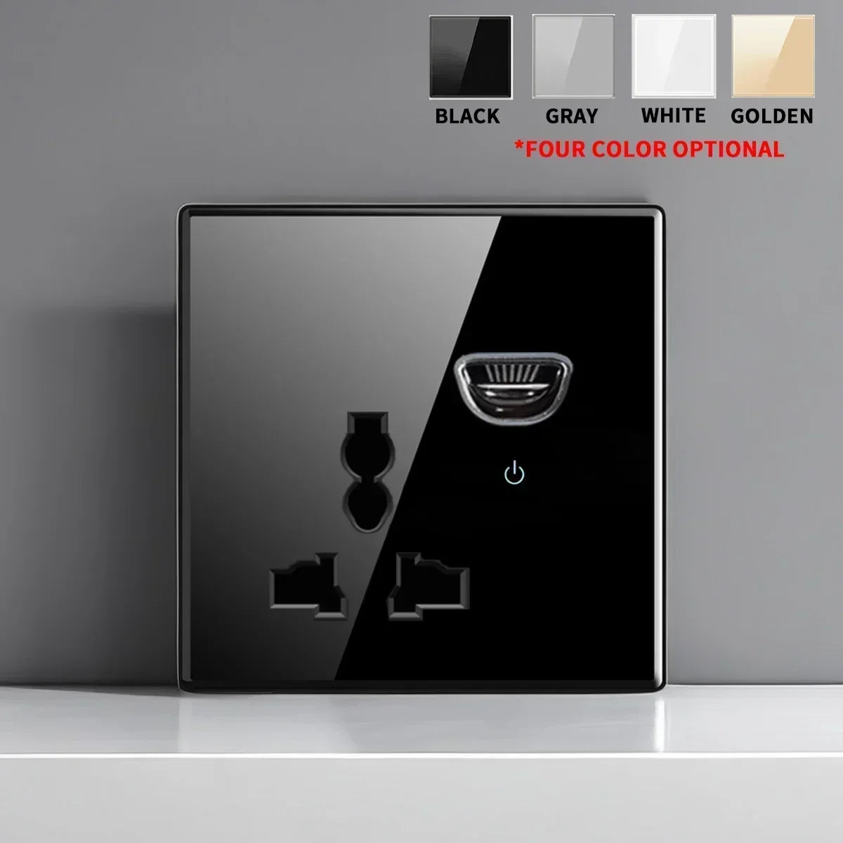 EU UK Crystal Tempered Glass Switch Panel LED Indicator