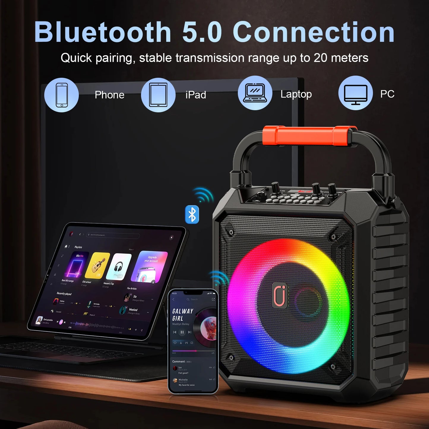 FanFun T17 Karaoke Machine With Wireless Microphones Party Speaker