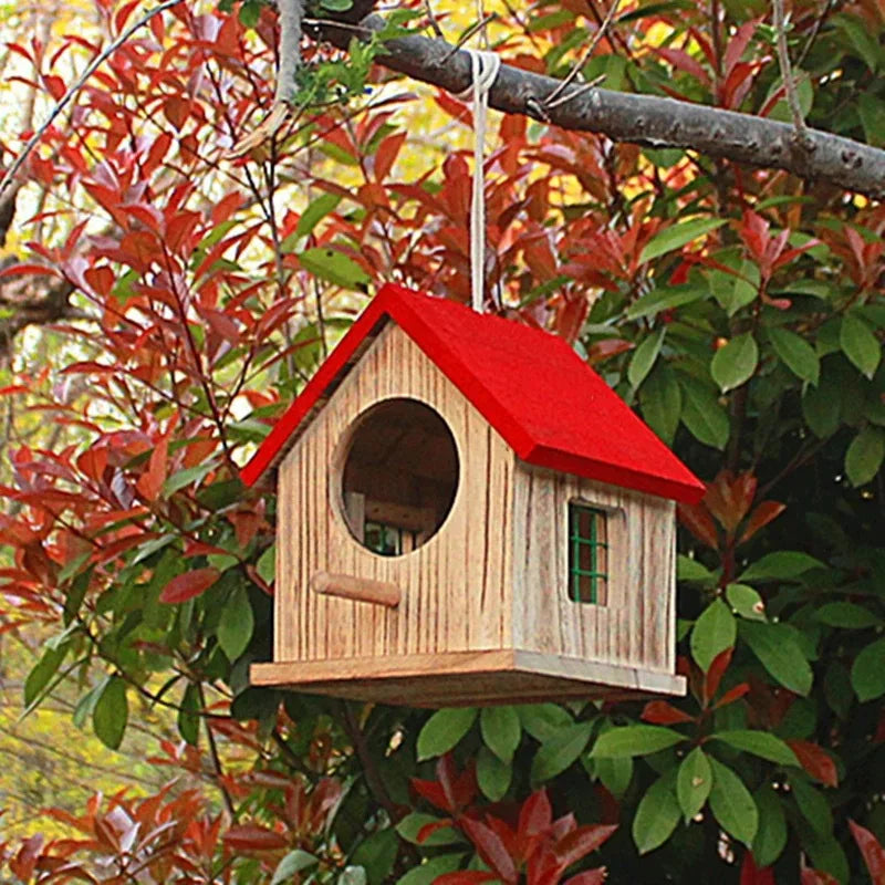 Wooden Outdoor Birdhouse Weatherproof Hanging Nest Box