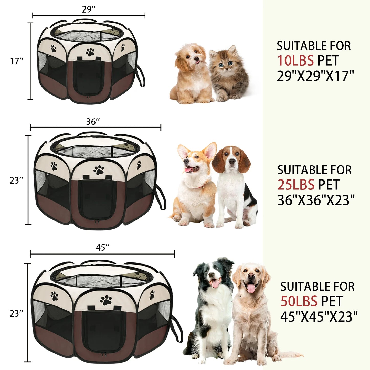 Foldable Pet Playpen For Dogs And Cats With Octagonal Design