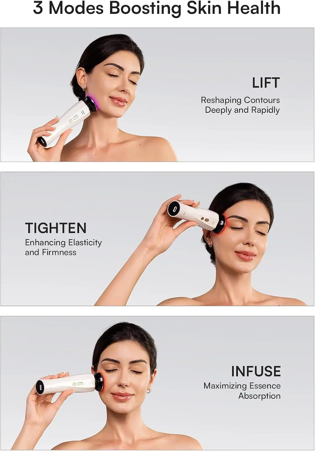 Three-In-One Red Light Facial and Neck Beauty Device