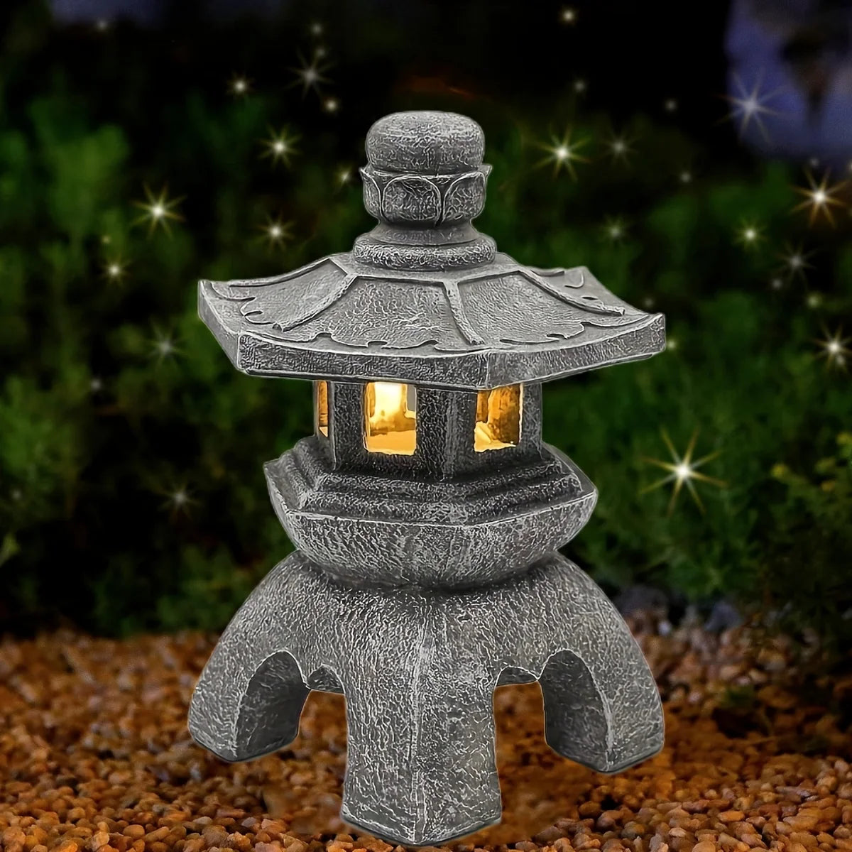 Solar Pagoda Lantern Garden Statue For Indoor Outdoor Decor