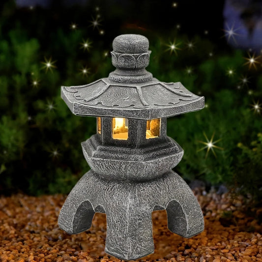 Solar Pagoda Lantern Garden Statue For Indoor Outdoor Decor