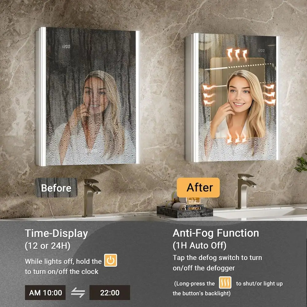 LED Illuminated Medicine Cabinet With Night Light And Touch Sensor